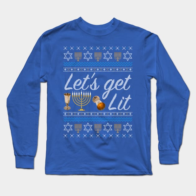 Let's Get Lit Hanukkah Long Sleeve T-Shirt by SpacemanTees